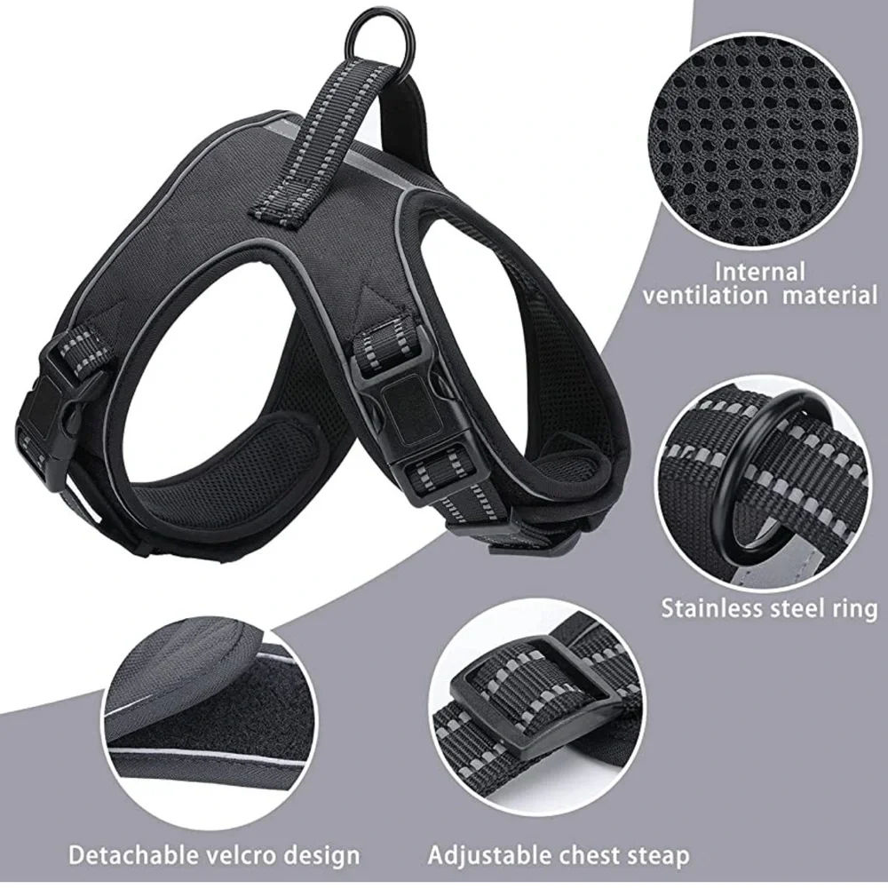 Medium Dog Harness, No Pull Vest Harnesses with Adjust Chest Steap,Reflective